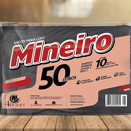 Sacos para lixo 50L resíduo normal 100% reciclável 