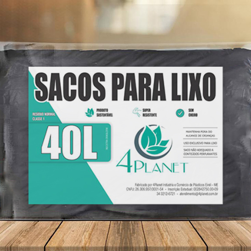 Sacos para lixo 40L 100% reciclável resíduo normal